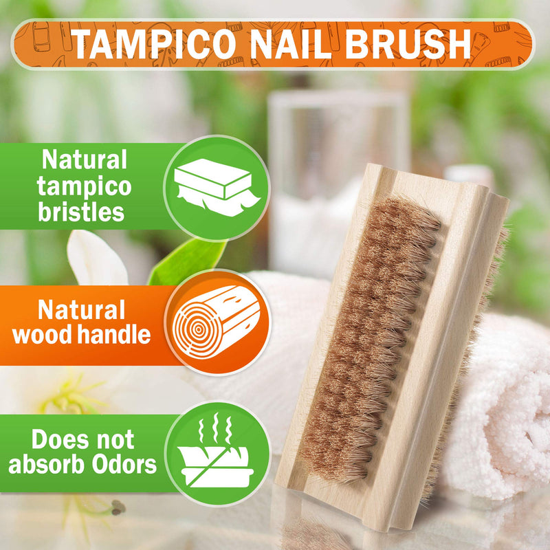 [Australia] - Konex Non-Slip Wooden Two-sided Hand and Nail Brush with Tampico Bristle 