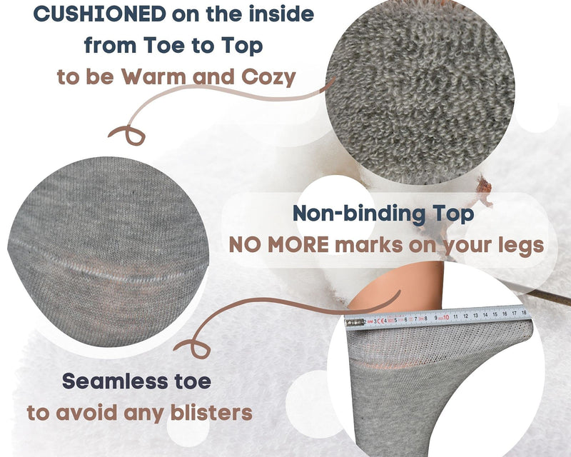 [Australia] - Diabetic Socks Women - Warm Socks - Cushioned from Toe to Top, Cozy, Extremely soft & comfortable, Premium Cotton, Over the calf, 3 Pairs... Pink, Lila & Gray 7 - 11.5 