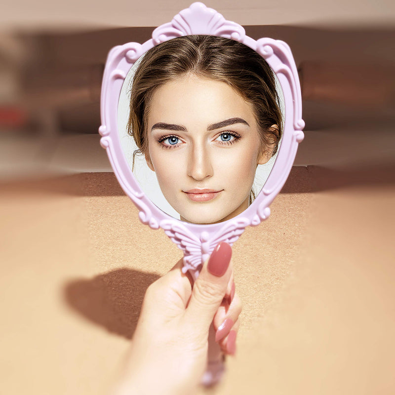 [Australia] - Embossed Butterfly Handheld Mirror with Folding Handle, Princess Style Girls Mirror with Handle, Purple 