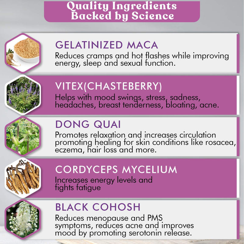 [Australia] - Herb Krave- Flow and Glow Natural Hormone Balance for Women: PMS & Menopause Relief- for Cramps, Hot Flashes, Mood Swings with Dong Quai & Black Cohosh for Menopause. 60 Count (Pack of 1) 
