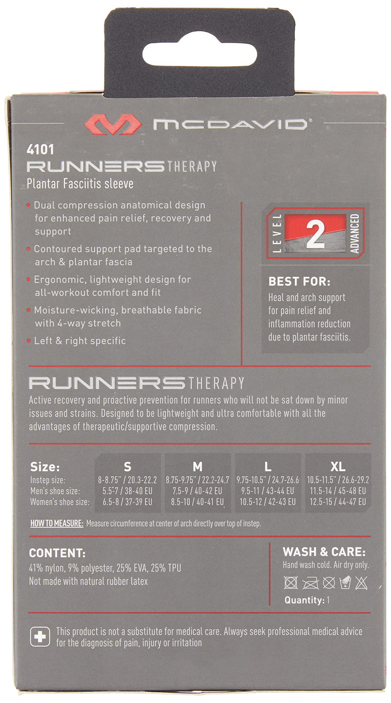 [Australia] - Mcdavid 4101 - Runner's Therapy Plantar Fasciitis Sleeve/Socks - Cushioned Arch Supports - Right or Left foot specific S 