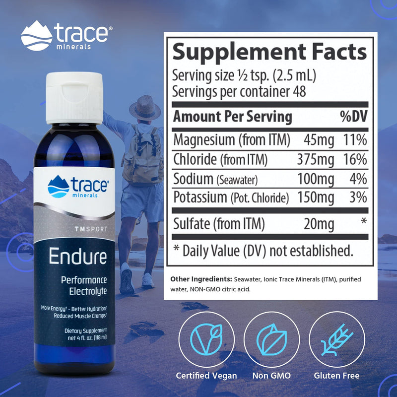 [Australia] - Trace Minerals Research, Endure, Performance Electrolyte, 4-Ounce Bottle 4 Fl Oz (Pack of 1) 