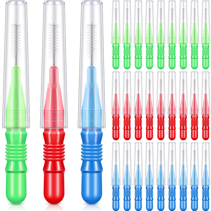 [Australia] - 30 Pieces Interdental Brushes Oral Dental Hygiene Floss Brush Flossing Head Braces Pick Brush Bristle Flossers Braces Tooth Brushes for Cleaning Tooth Cleaning Tool 