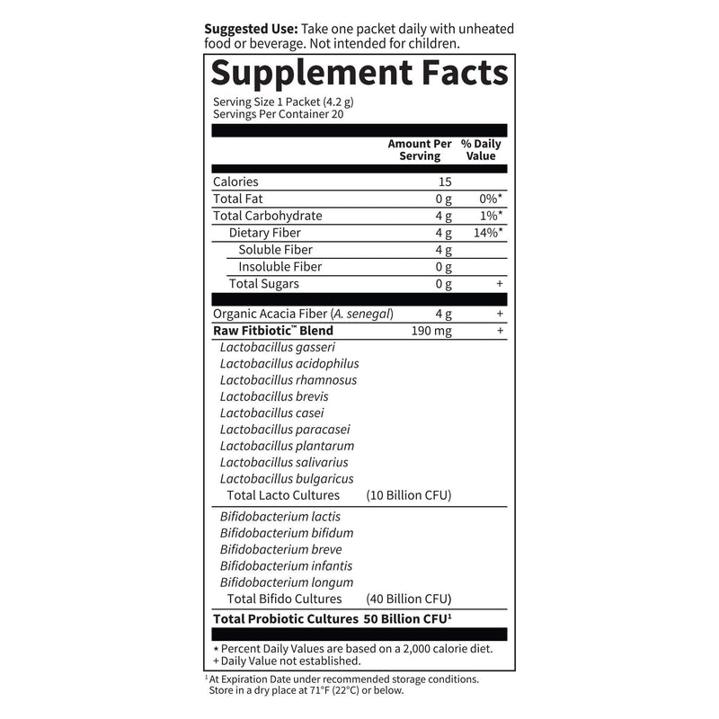 [Australia] - Garden of Life Dr. Formulated Probiotics Fitbiotic Weight Management Powder 50 Billion CFU & Fiber, Organic & Non-GMO Digestive Gut Health Supplement, 3 Oz, Pack of 20 