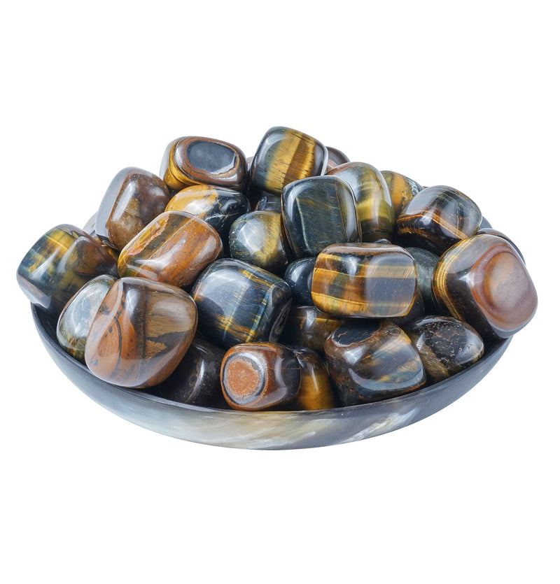 [Australia] - Crocon blue tiger eye tumble stones Set Pocket Crystal Healing gemstones Tumble Collection palm stone Good Luck Charm Gift Craft Home Decor Size: 20-25 mm 1 LB 