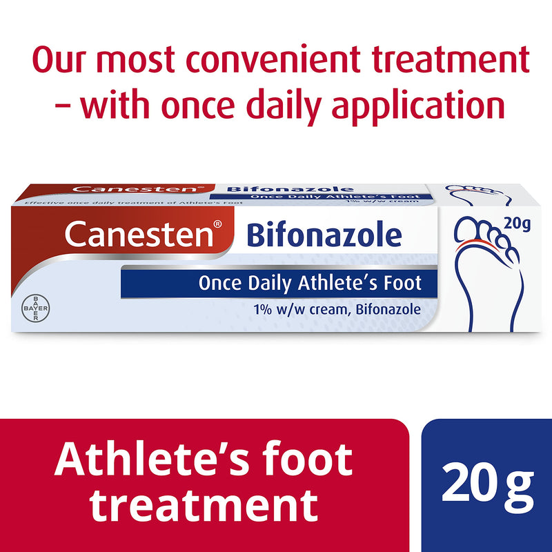 [Australia] - Canesten Bifonazole Once Daily Athlete’s Foot 1% w/w Cream | Effective Athlete’s Foot Treatment | Canesten's Most Convenient Treatment | Only 1 Application Per Day | Antifungal Cream | 20 g 