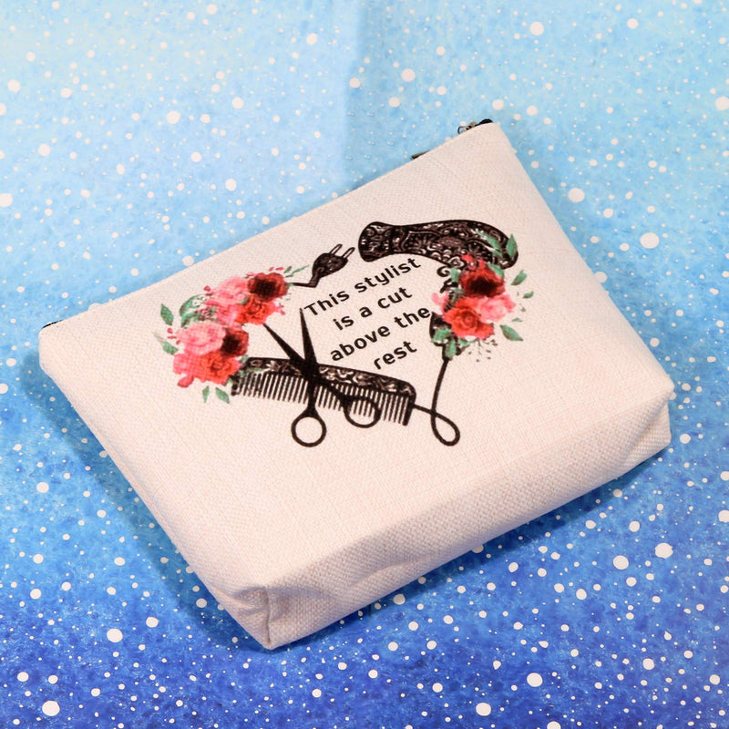 [Australia] - G2TUP Hairdresser Cosmetologist Gift for Hair Stylist Women Cosmetic Bag Barber Floral Pouch This Stylist is a Cut Above the Rest (Hair Stylist) 