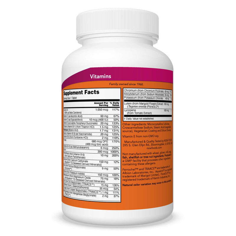 [Australia] - NOW Supplements, Daily Vits™, One Tablet Daily with Lutein & Lycopene, 250 Tablets 