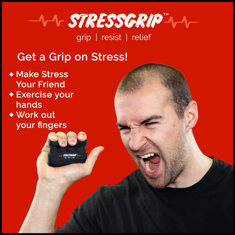 [Australia] - StressGrip - Stress Relief for Adults (Large) - A Stress & Anxiety Relief Device - Comfortable Hand Exerciser - Stress Reliever & Hand Gripper - Black Large (Pack of 1) 