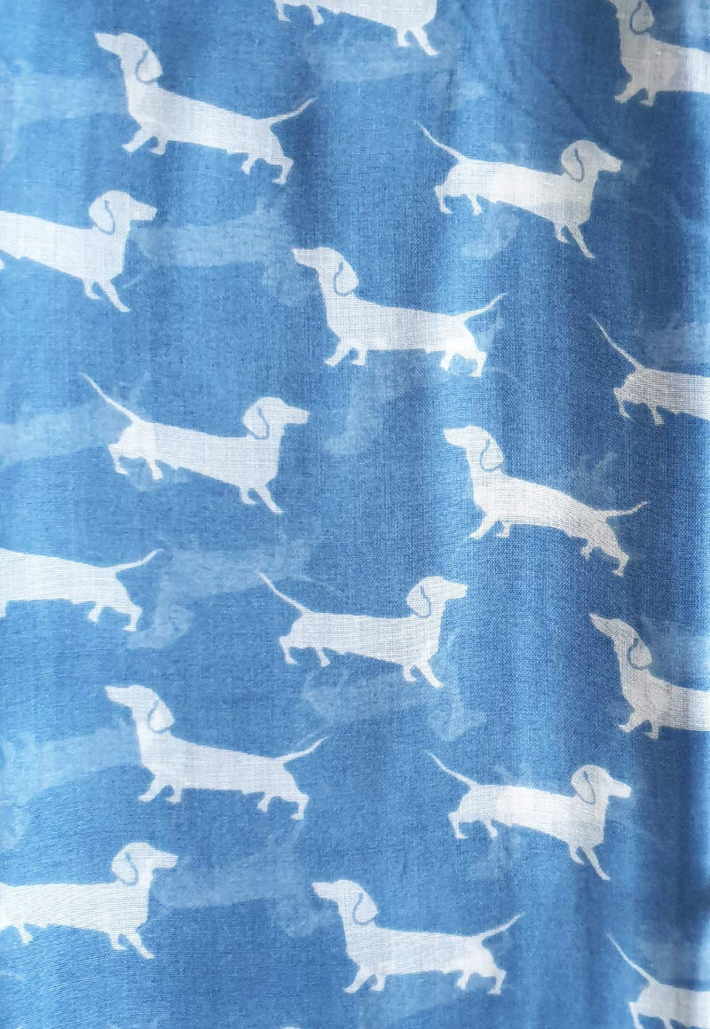 [Australia] - Dachshund Print Scarf, Mini Sausage Dogs, Animal Womens Ladies Long Big Puppies GlamLondon Wrap A-denim Blue 