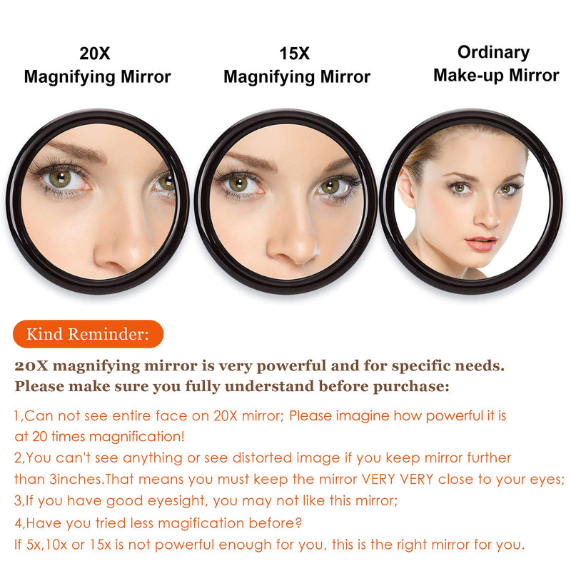 [Australia] - 20X Magnifying Mirror with Suction Cups,6 Inch, Use for Makeup Application, Tweezing, and Blackhead/Blemish Removal 