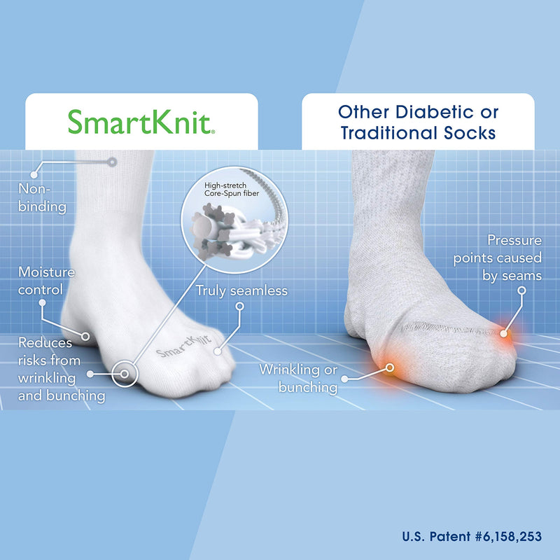 [Australia] - SmartKnit Seamless Over-the-Calf Socks for Diabetes, Arthritis or Sensitive Feet, 1 Pair (2 Count), Navy, Medium 