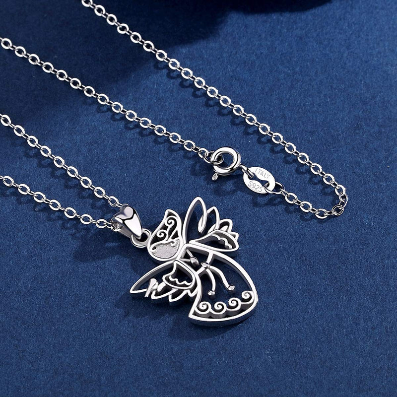 [Australia] - CELESTIA 925 Sterling Silver Memory Elephants Giraffe Angel Necklace, Animals Jewelry for Women Gifts for Her Cute Angel 