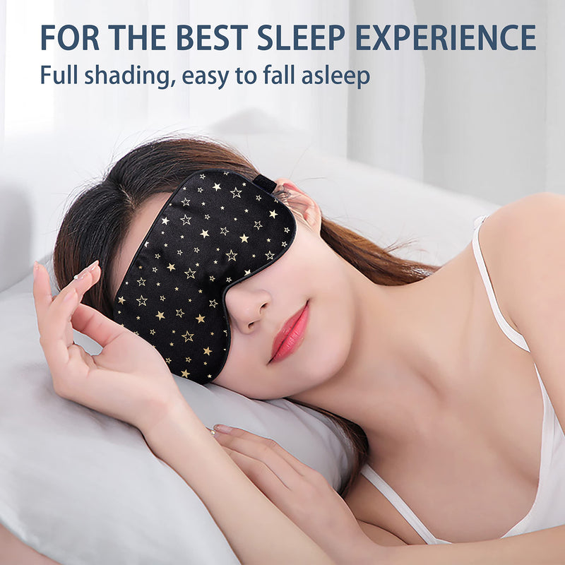 [Australia] - 100% Silk Sleep mask with Adjustable Strap,Comfortable and Super Soft Eye mask Ultimate Sleeping aid,blindford Golden Stars Goldenstar 
