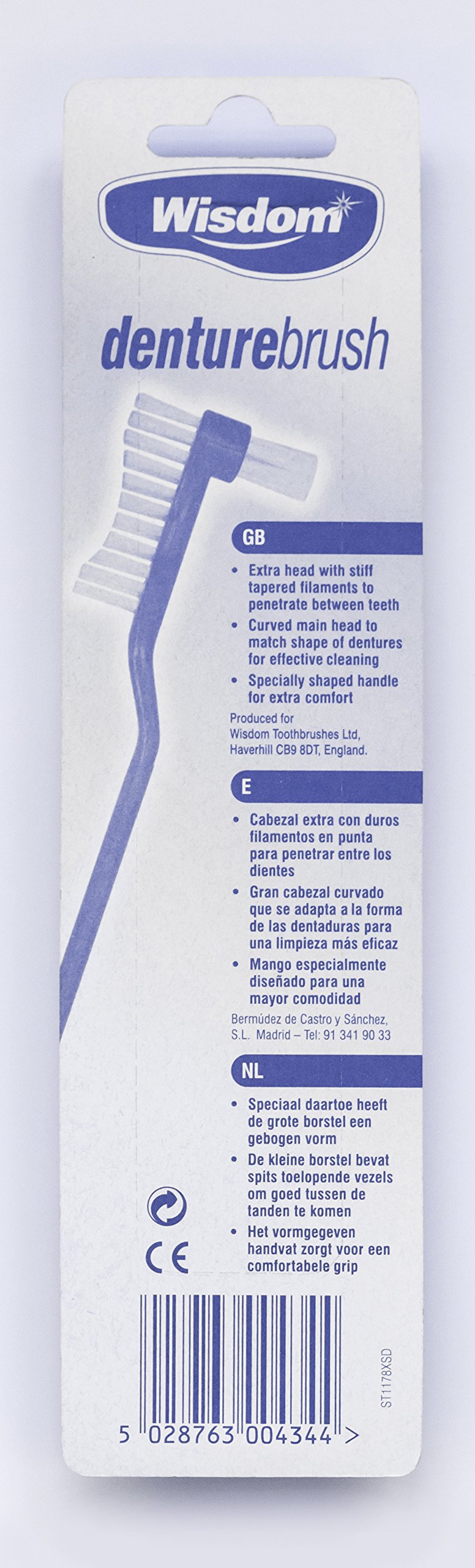 [Australia] - Wisdom Denture Brush, Pack of 4 1 Count (Pack of 4) 