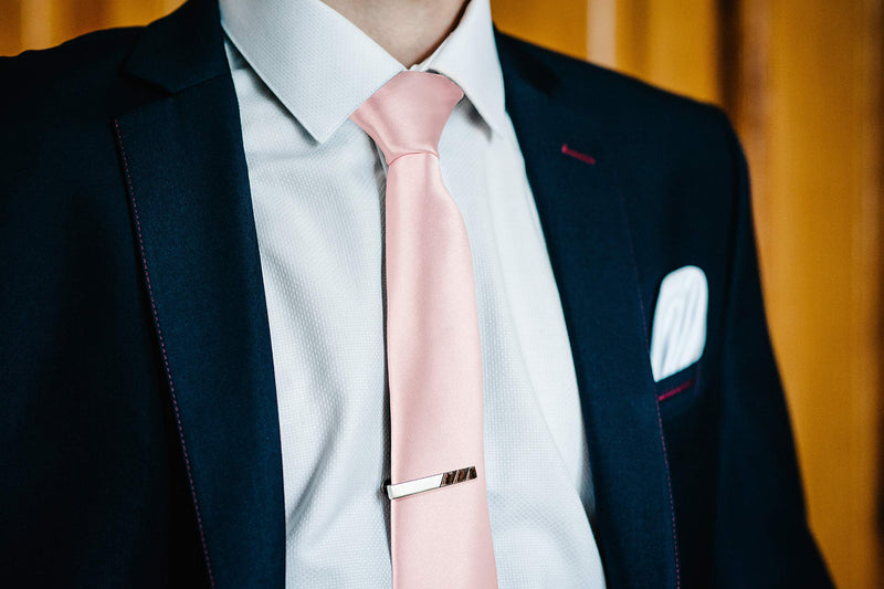 [Australia] - TIE G Solid Color Satin Mens Ties Woven Silky Touch 3.35" Neck Tie in Gift Box A Blush Pink 