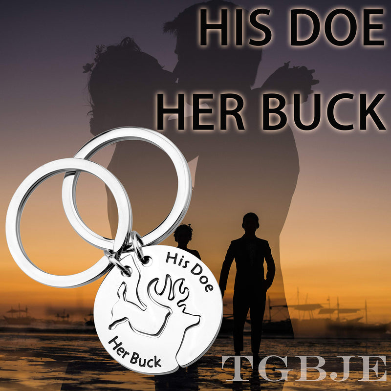[Australia] - TGBJE Her Buck His Doe Keychain Set Couple Gift His and Hers Set Matching Keychains 