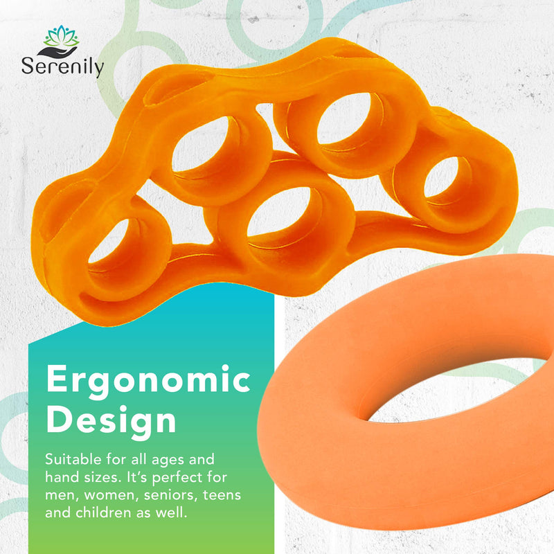 [Australia] - Serenily Hand Grip Strength Trainer - Finger Exerciser for Forearm Workout. 6 Pack Hand Grip Strengthener, Finger Stretcher for Carpal Tunnel, Arthritis, Wrist Pain, Physical Therapy & Stress Relief 