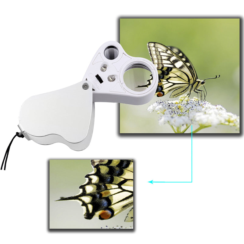 [Australia] - Illuminated Jewelry LED Eye Loupe Magnifier with Two Lens, 60X 12 mm and 30X 22 mm with Kare and Kind Retail Package (60x and 30x, Silver/White) 60x and 30x 
