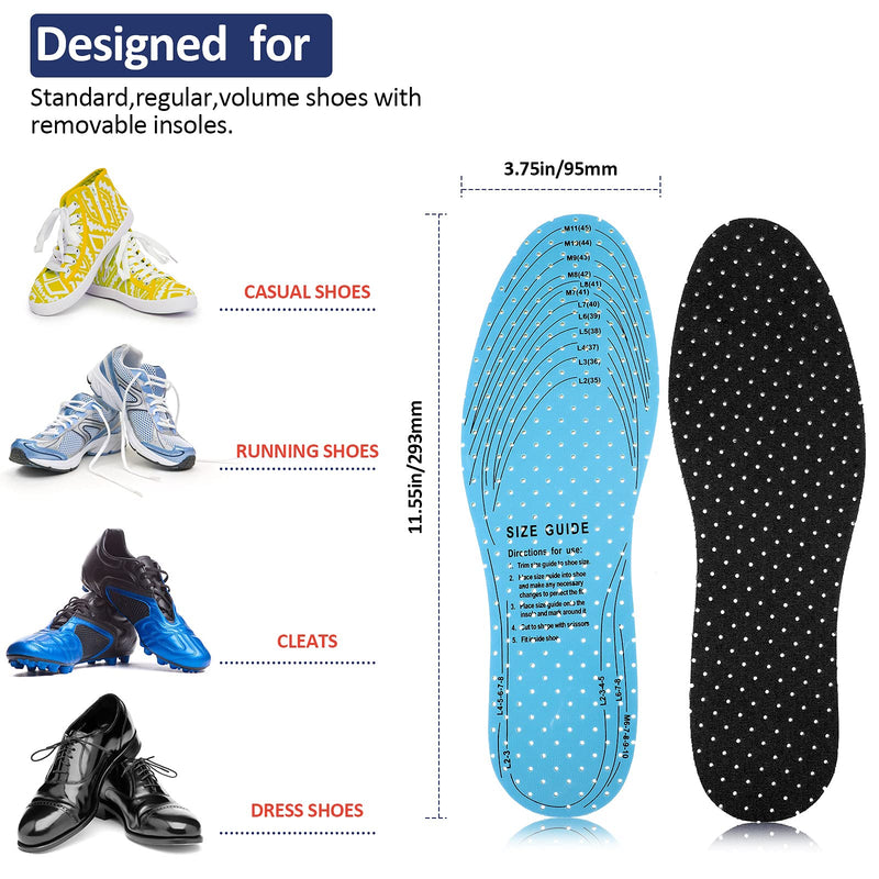 [Australia] - 3 Pairs Breathable Shoe Insoles Inserts Ultra-Soft Cushioning Walking Comfort Insoles Double-Layer Latex Foam Perforated Insoles Replacement Insoles for Men 7-11 Woman 2-8 (White, Black, Grey) White, Black, Grey 