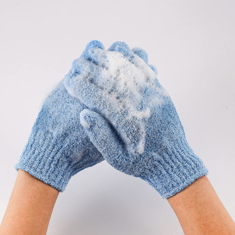 [Australia] - 1 Pair Exfoliating Gloves, Exfoliating Body Scrub Exfoliator Glove, Exfoliating Mitt, Body Exfoliator Hand Mitten, Body Scrubber Bath Gloves Scrubs for Shower, Spa, Massage, Dead Skin Cell Remover 1 Pair: Blue 