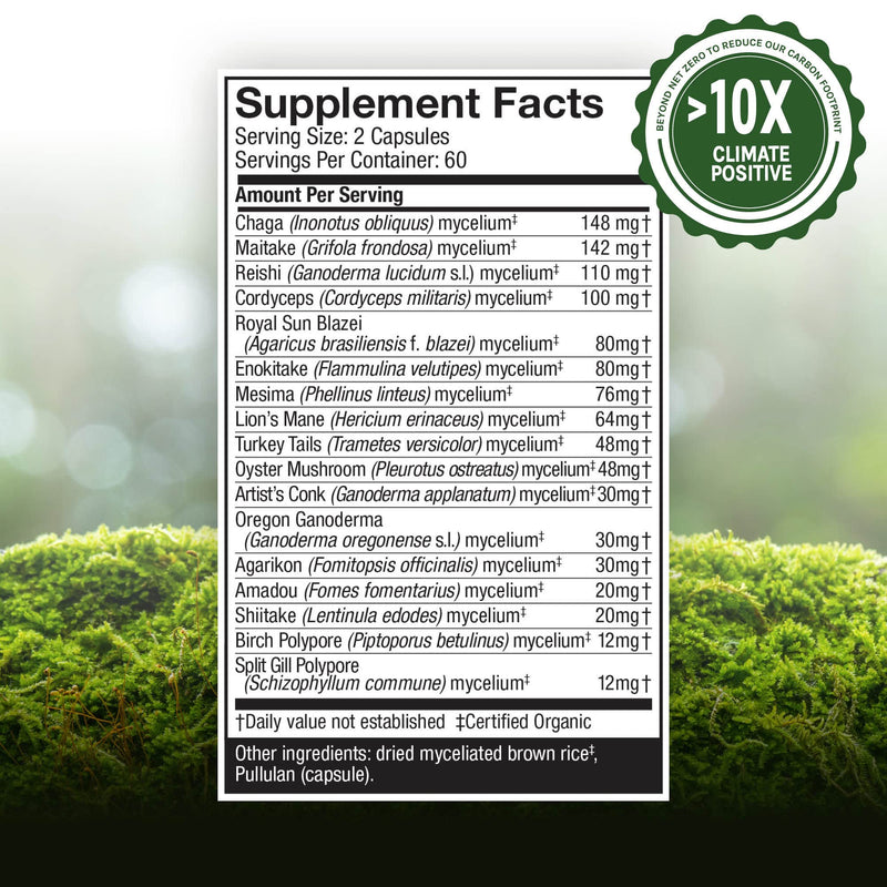 [Australia] - Host Defense, MyCommunity Capsules, Advanced Immune Support, Mushroom Supplement with Lion’s Mane, Reishi, Vegan, Organic, 120 Capsules (60 Servings) 120 Count (Pack of 1) Standard Packaging 