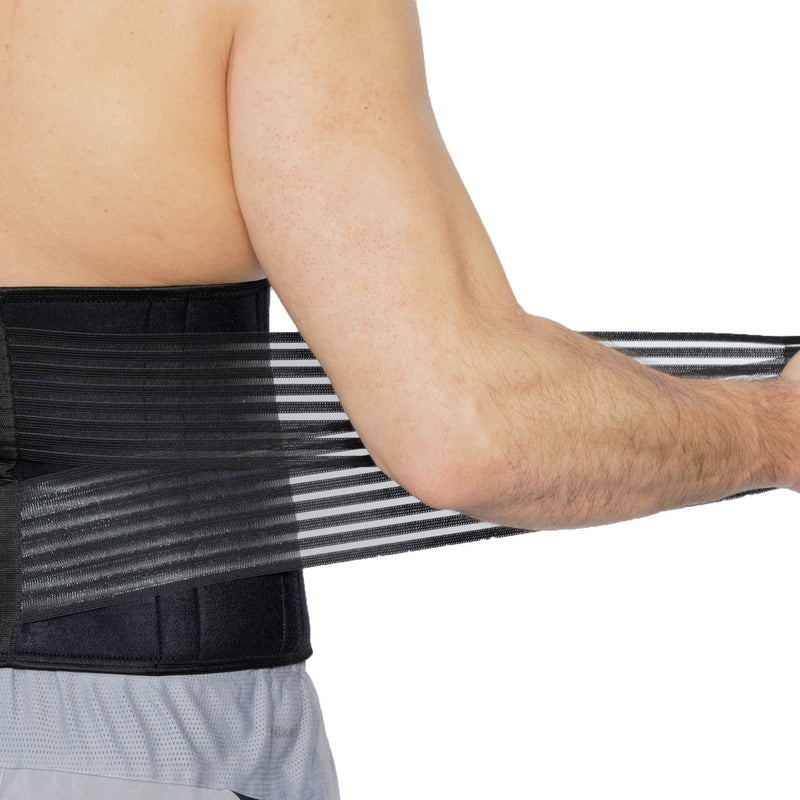 [Australia] - Neotech Care Neoprene Back Brace, Lumbar Support with Double Banded Strong Compression Pull Straps (Black & Blue, Size XXXXL) 4XL 
