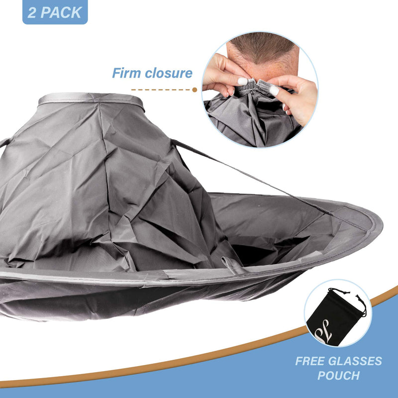 [Australia] - Umbrella Hair Catcher, 2-Pack Haircutting Drape - Silver 