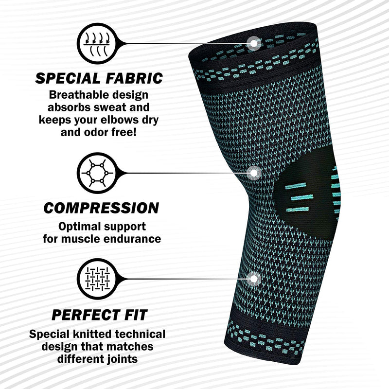 [Australia] - PowerLix Elbow Brace Compression Support (Pair) - Elbow Sleeve for Tendonitis, Tennis Elbow Brace and Golfers Elbow Treatment, Arthritis, Workouts, Weightlifting – Reduce Elbow Pain Blue X-Large 