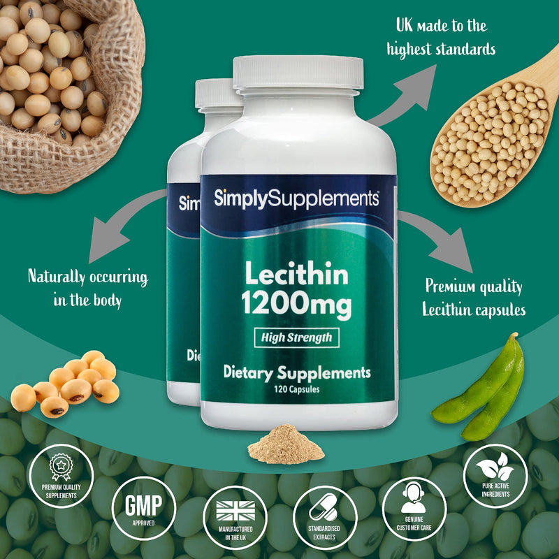 [Australia] - Soy Lecithin Capsules 1200mg | 120+120 (240) Capsules | Manufactured in The UK 240 Count (Pack of 1) 