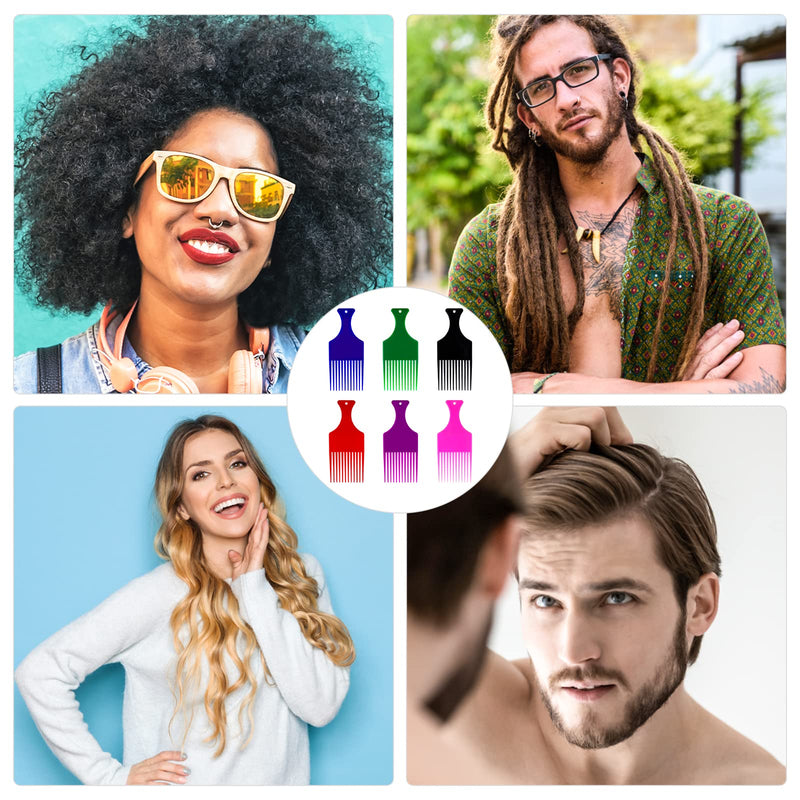 [Australia] - Molain 6 Pcs Afro Pick Hair Comb Smooth Hair Pick Comb Plastic Wide Tooth Hair Pick Comb Hairdressing Styling Tool for Natural Curly Hair Style 