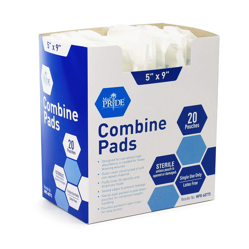 [Australia] - Medpride Sterile Abdominal- ABD Combine Pads| 40-Pack, 5 x 9 Inches| Extra Absorbent & Thick, Individually Wrapped Wound Dressing, First Aid Pads| Surgical-Grade, Nonstick- for Heavy Leakage, Post Op 