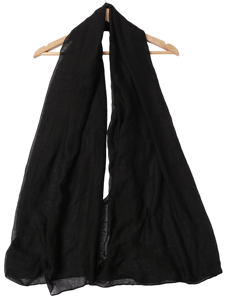 [Australia] - Outrip Womens Cotton Scarves Ladies Light Soft Fashion Scarf Neck Solid Wrap Shawl Black 