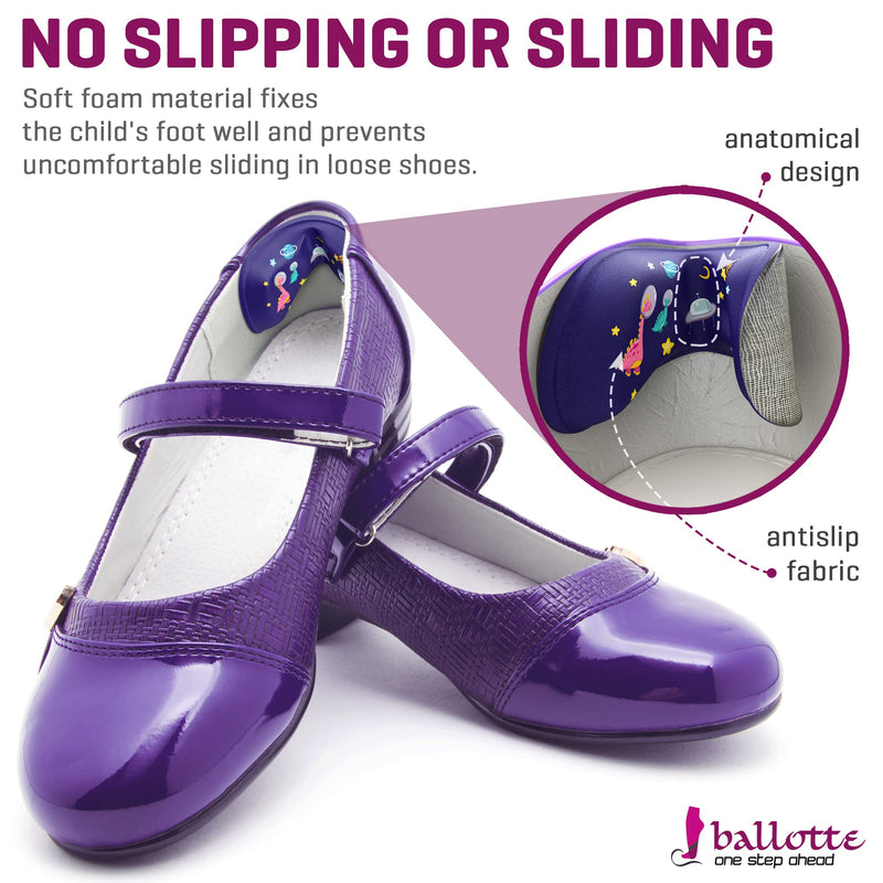 [Australia] - 4 Soft Heel Pads for Loose Shoes [Kids Shoe Inserts Improve Shoe Fit] Prevent Skin Rubbing and Blister, Extra Sticky Dinosaur Heel Cushion for Girls and Boys School Shoes, Toddler Shoes Blue Dinos 