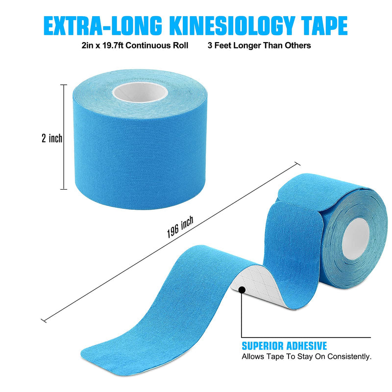 [Australia] - Kinesiology Tape Precut(1 Pack) Elastic Therapeutic Sports Tape Water Resistant Athletic Tape for Knees, Ankles, Shoulder, Elbow, Pain Relief and Injury Recovery 2 Inch x 16.4 feet Per Roll (Blue) (1 Pack) Blue 