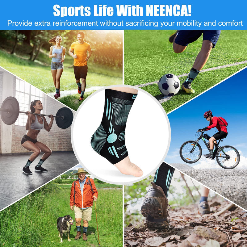 [Australia] - NEENCA Professional Ankle Brace Compression Sleeve (Pair), Ankle Support Stabilizer Wrap. Heel Brace for Achilles Tendonitis, Plantar Fasciitis, Joint Pain,Swelling,Heel Spurs, Injury Recovery, Sports Large Blue 
