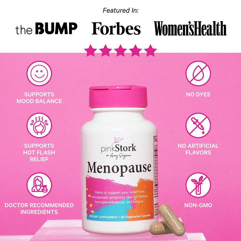 [Australia] - Pink Stork Menopause Supplement: Menopause Relief, Ashwagandha to Support Estrogen Levels, Black Cohosh for Hot Flashes, Supports Weight Loss, + Hormonal Balance for Women, Women-Owned, 60 Capsules 