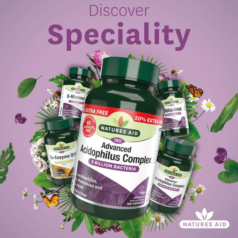 [Australia] - Natures Aid Acidophilus Complex, 5 Billion Bacteria, 180 Capsules (Lactobacillus Acidophilus, Lactobacillus Rhamnosus, Lactobacillus Casei, Good Bacteria, Shelf Stable, Vegan Society Approved) 
