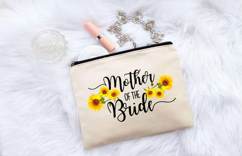 [Australia] - Mother Of The Bride Gift, Sunflower Makeup Bag, Bridal Party Gift, Mother of the Bride Clutch Bag, Cosmetic Pouch for Bride's Mother, Sunflower Wedding Gift 