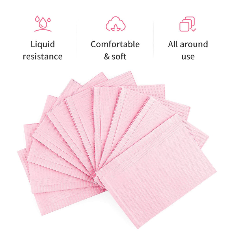 [Australia] - Annhua 125 PCS Disposable Dental Bids, Waterproof Scarf Towel for Tattoo, Clinic Use, Feeding (Pink) Pink 