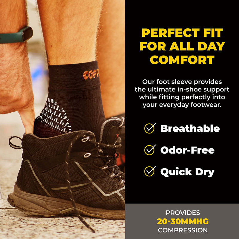 [Australia] - Foot Compression Sleeve - Plantar Fasciitis Socks for Arch Support, Achilles Tendonitis, and Foot Pain Relief - Toeless Socks For Everyday & Night Use - Copper-Infused Nylon by CopperJoint (X-Large) X-Large 