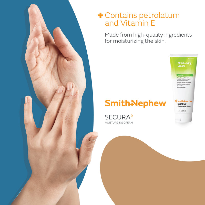 [Australia] - Smith+Nephew SECURA Moisturizing Cream, Soothing Hand and Body Moisturizer for Dry Skin, Enriched with Vitamin E, 6.5 Ounces 