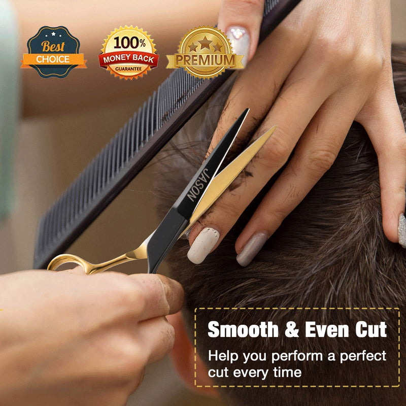 [Australia] - JASON 6'' Hair Cutting Scissors Professional Barber Shears 440C Japanese Stainless Steel Stylist Trimming Shear Salon Razor Edge Scissor A-Shears 