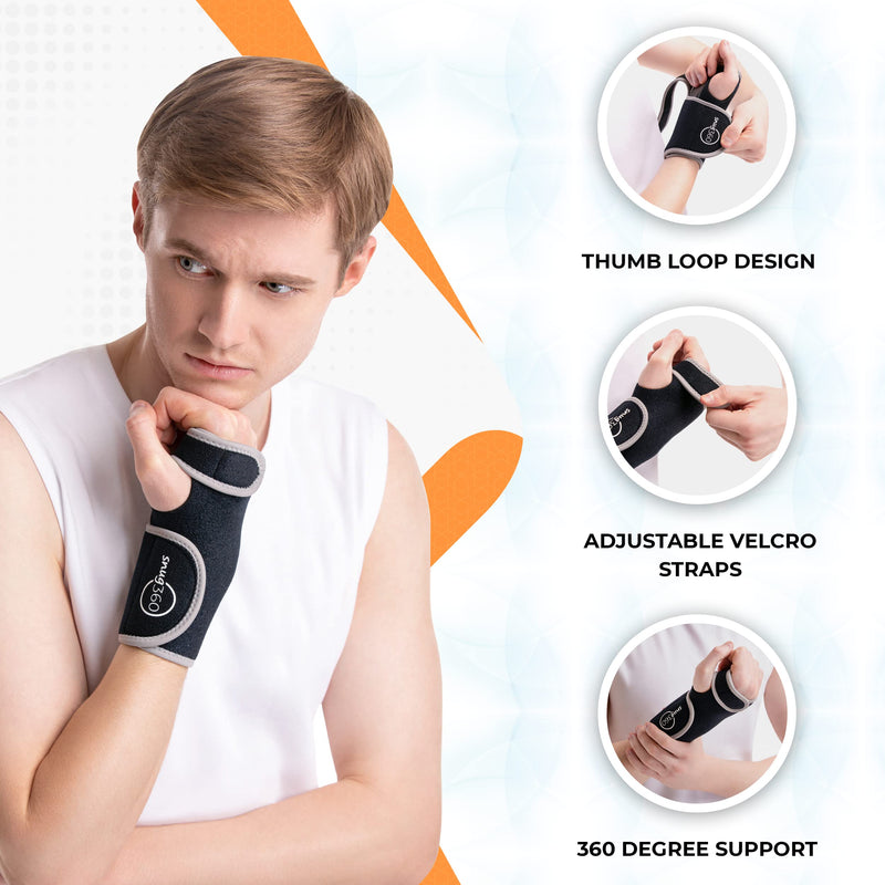 [Australia] - SNUG360 Wrist Brace with Splint - Adjustable & Breathable Wrist Brace for Carpal Tunnel, Tendonitis, Arthritis, Sprain & Fracture, Removable Aluminum Splint for Wrist Support, Left Hand, OR Right Hand (Left Hand) 