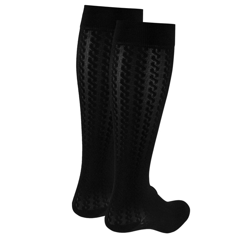 [Australia] - Truform Compression Socks, 15-20 mmHg, Women's Dress Socks, Knee High Over Calf Length, Black Cable Knit, X-Large X-Large (1 Pair) 