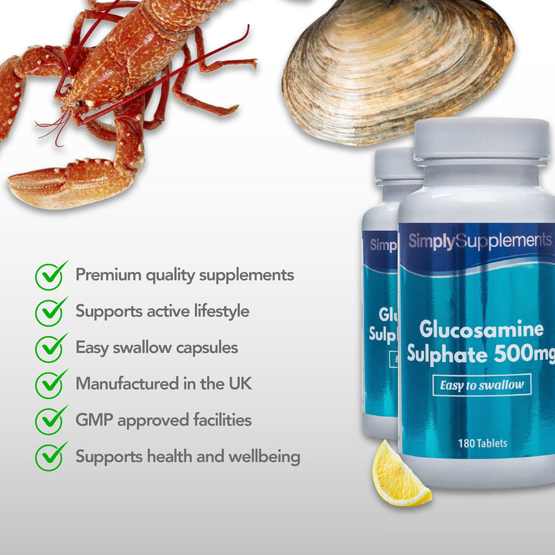 [Australia] - Easy to Swallow Glucosamine 500mg | Active Lifestyle Support | 2X 180 Tablets | Manufactured in The UK 