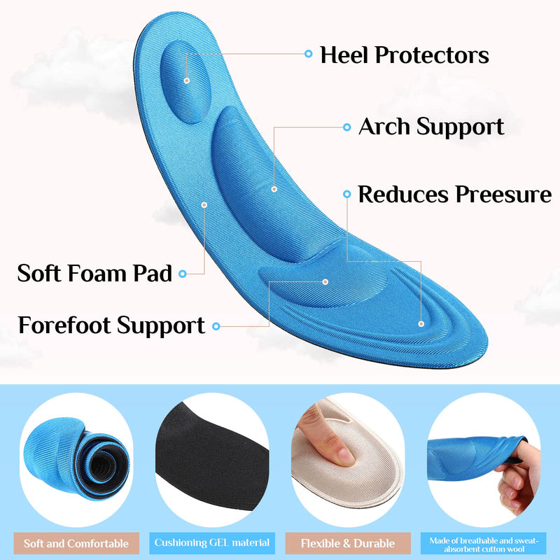 [Australia] - Shoe Insoles Women 4 Pairs Arch Support Insoles Breathable High Heel Inserts Cushion Inserts Shoes Pads Insole 5D Sponge Barefoot Comfort Insoles for Massaging Arch Pain Feet Sore Relief 
