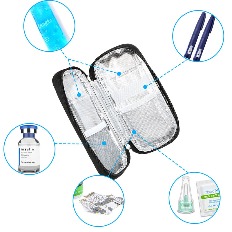 [Australia] - Insulin Travel Case with 2 Ice Packs - Travel Ice Pack for Diabetic Organize Supplies Diabetes Bags Insulated Cooling Bag by YOUSHARES (Black) B_black 