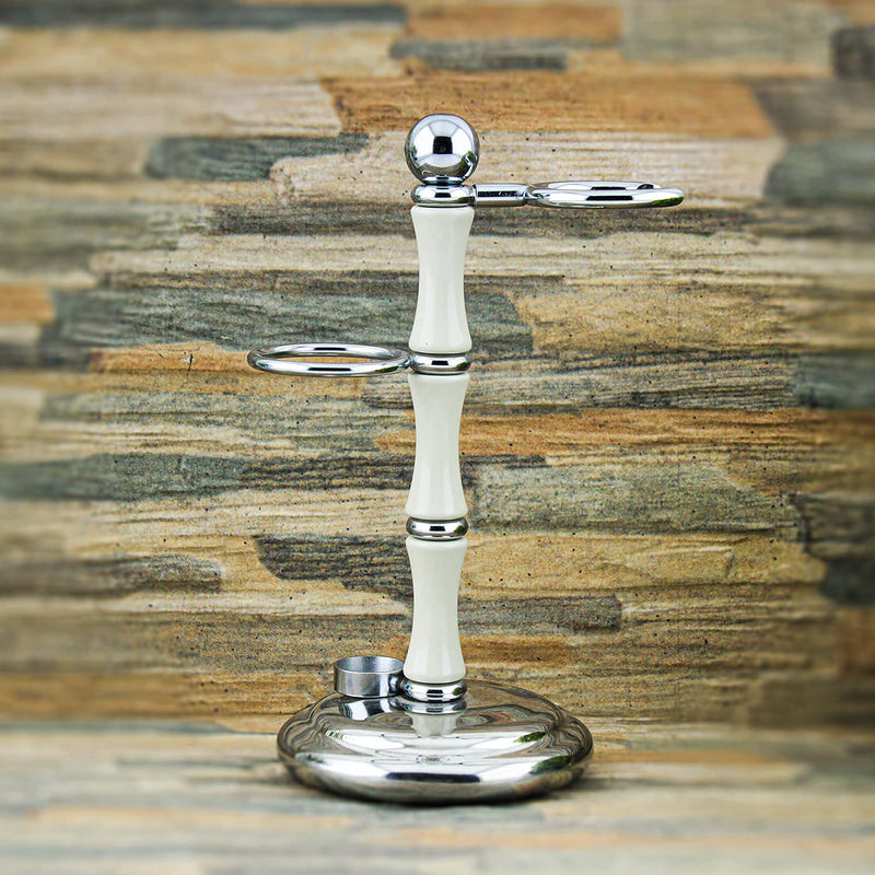 [Australia] - Haryali London Sustainable 2 in 1 Shaving Brush & Razor Stand Holder, Non-Rustic, Stainless Steel, Zero Waste, Ivory Resin Finish, 1 g 