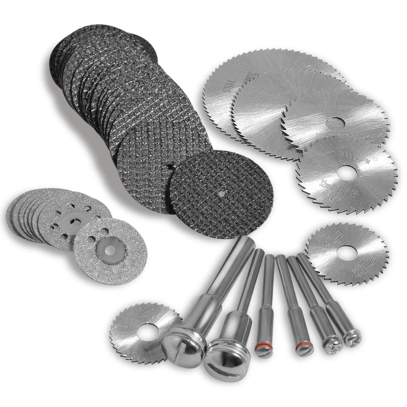[Australia] - Cutting Wheel Set 36pcs for Rotary Tool, HSS Circular Saw Blades 6pcs, Resin Cutting Discs 20pcs, 545 Diamond Cutting Wheels 10psc with 2 Screwdrivers 